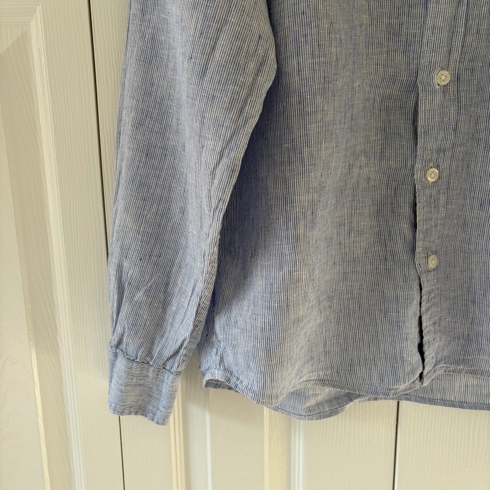 Muji Light Blue Linen Button-Down Shirt - Picture 3 of 13